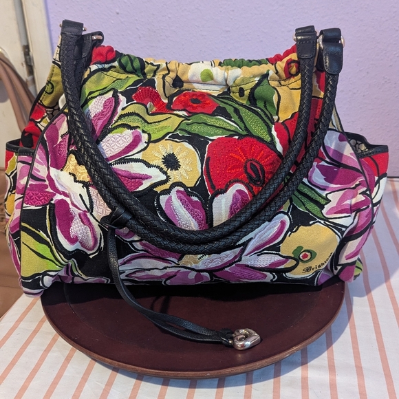 Brigthon Vibrant Floral Shoulder Bag with Black Accents - Picture 2 of 7